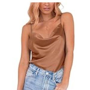 Miessial Women's Spaghetti Straps V Neck Satin Camisole Sleeveless Soft Tank Top